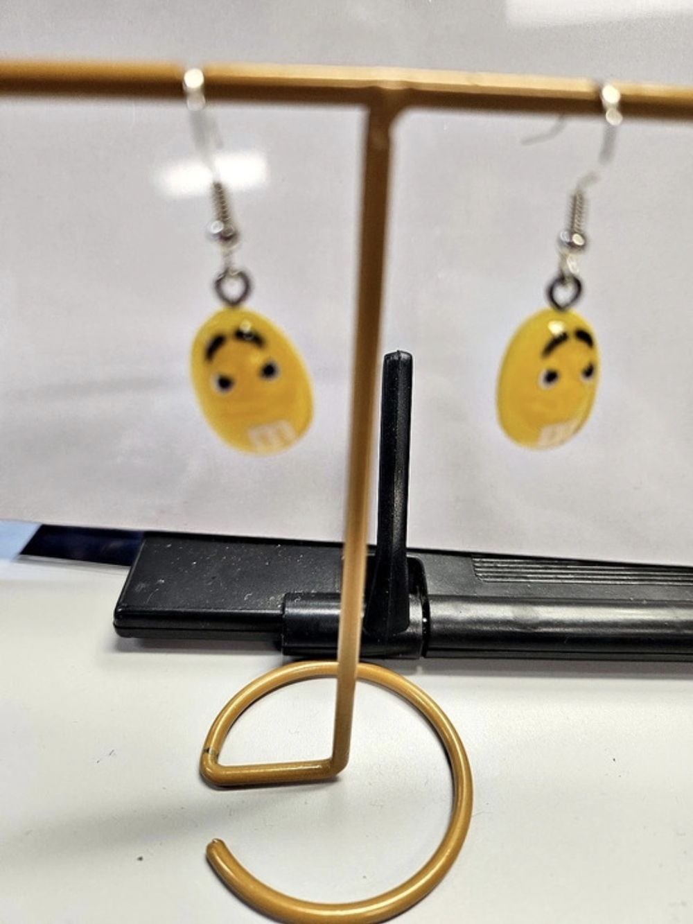 Yellow & Silver M&M Drop Earrings